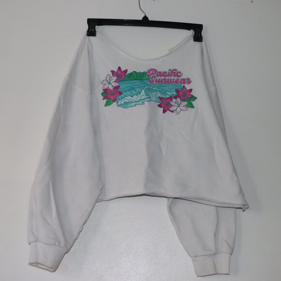 White Off- the-shoulder Pacsun Crewneck - Picture 3 of 5